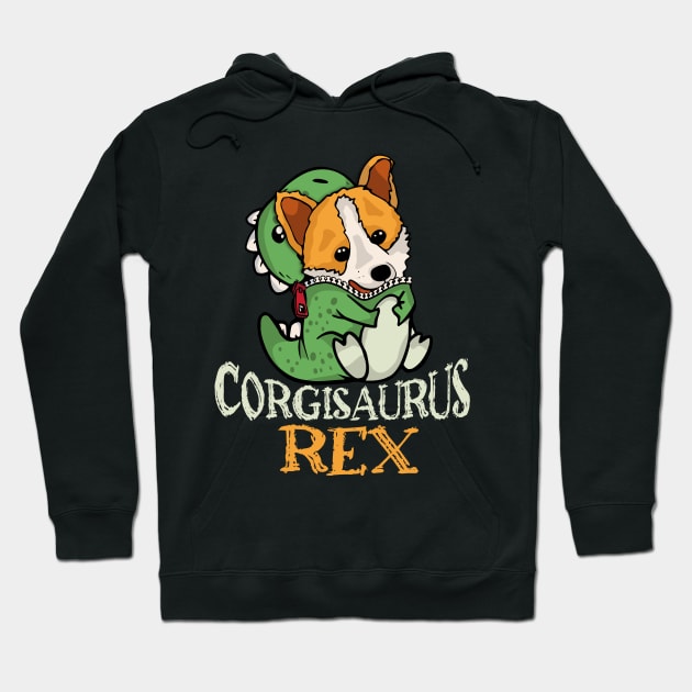 Cute Corgi Gift Women Dinosaur Trex Dog Owner Dog Lover Corgi Hoodie by PomegranatePower